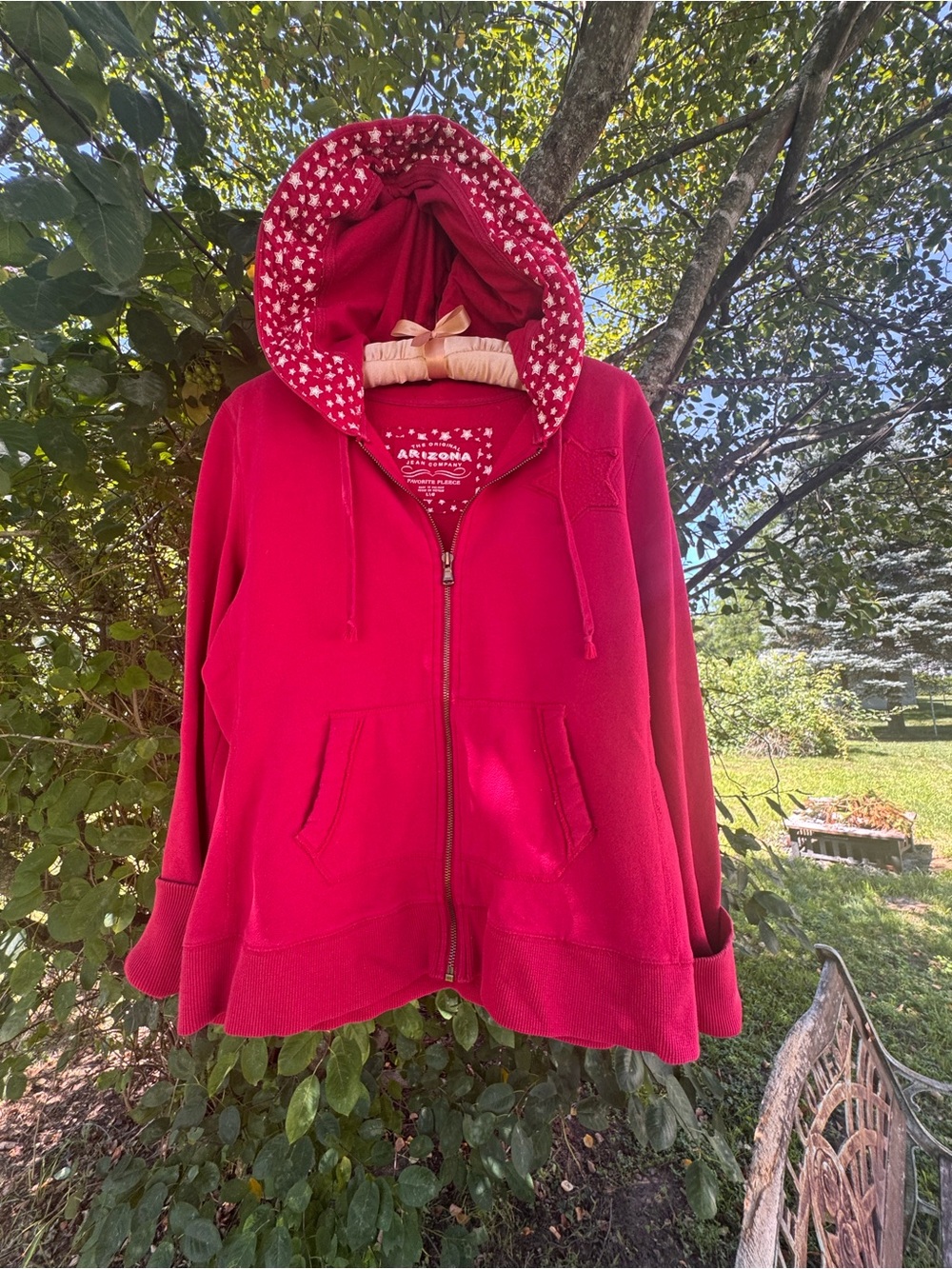 Arizona Jean Company Hot Pink Star-Lined Zip Hoodie